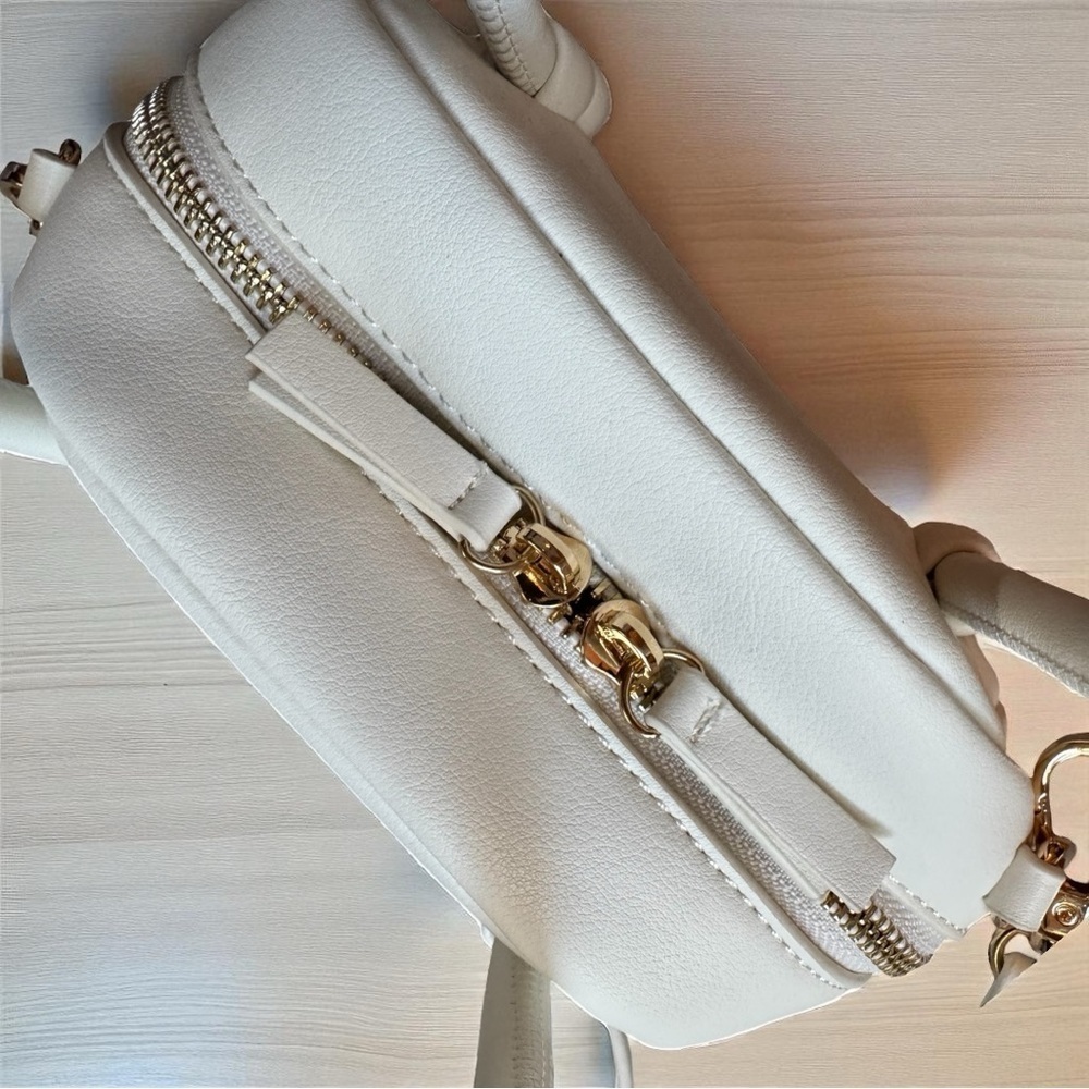Anthropologie White Mini Top Handle Crossbody Bag – Gold Hardware - Picture 16 of 16